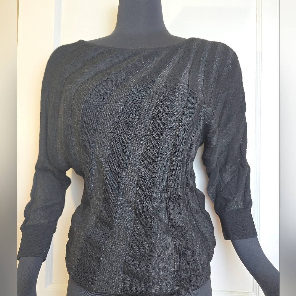 White House Black Market Black Metallic Knit Sweater